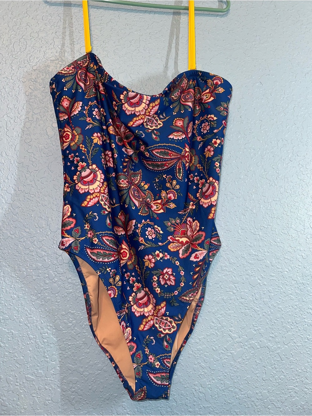 J. Crew Navy Floral Paisley One-Piece Swimsuit with Pink Accents